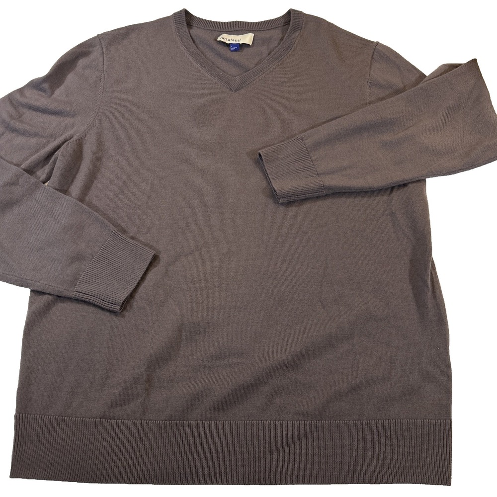 Artefact 100% Merino Wool V Neck Pullover Sweater Size Large Dusty Purple - Picture 2 of 7